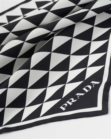 scarf print runway prada|Black/white Printed Silk Twill Scarf .